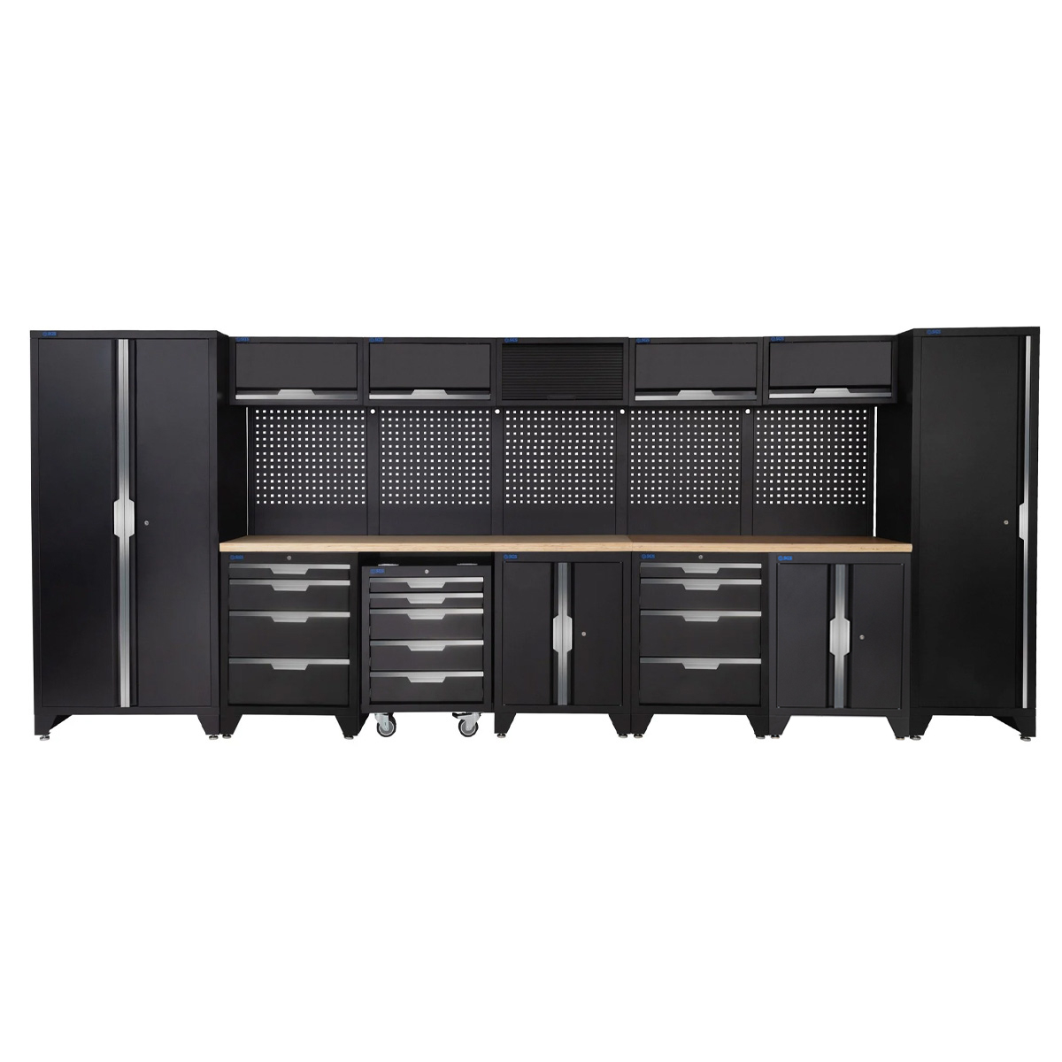 SGS 17pc Garage Storage System | 13 Drawers | Pressed Wood Worktop | Tall Single & Double Cabinets | 2x Floor Cabinet | Mobile Cabinet | 5x Upper Cabinets
